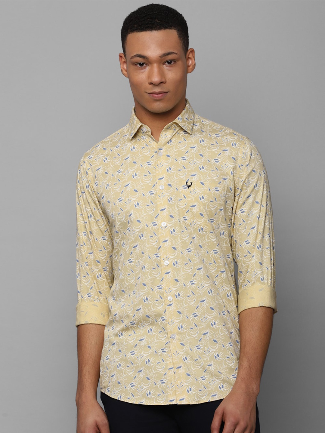 

Allen Solly Slim Fit Floral Printed Pure Cotton Casual Shirt, Yellow