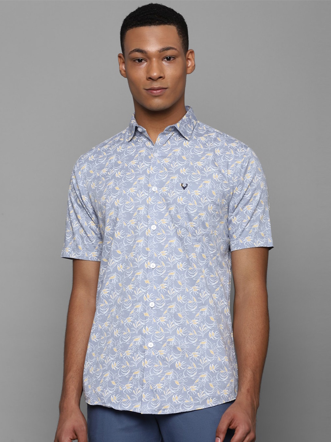 

Allen Solly Slim Fit Floral Printed Pure Cotton Casual Shirt, Blue