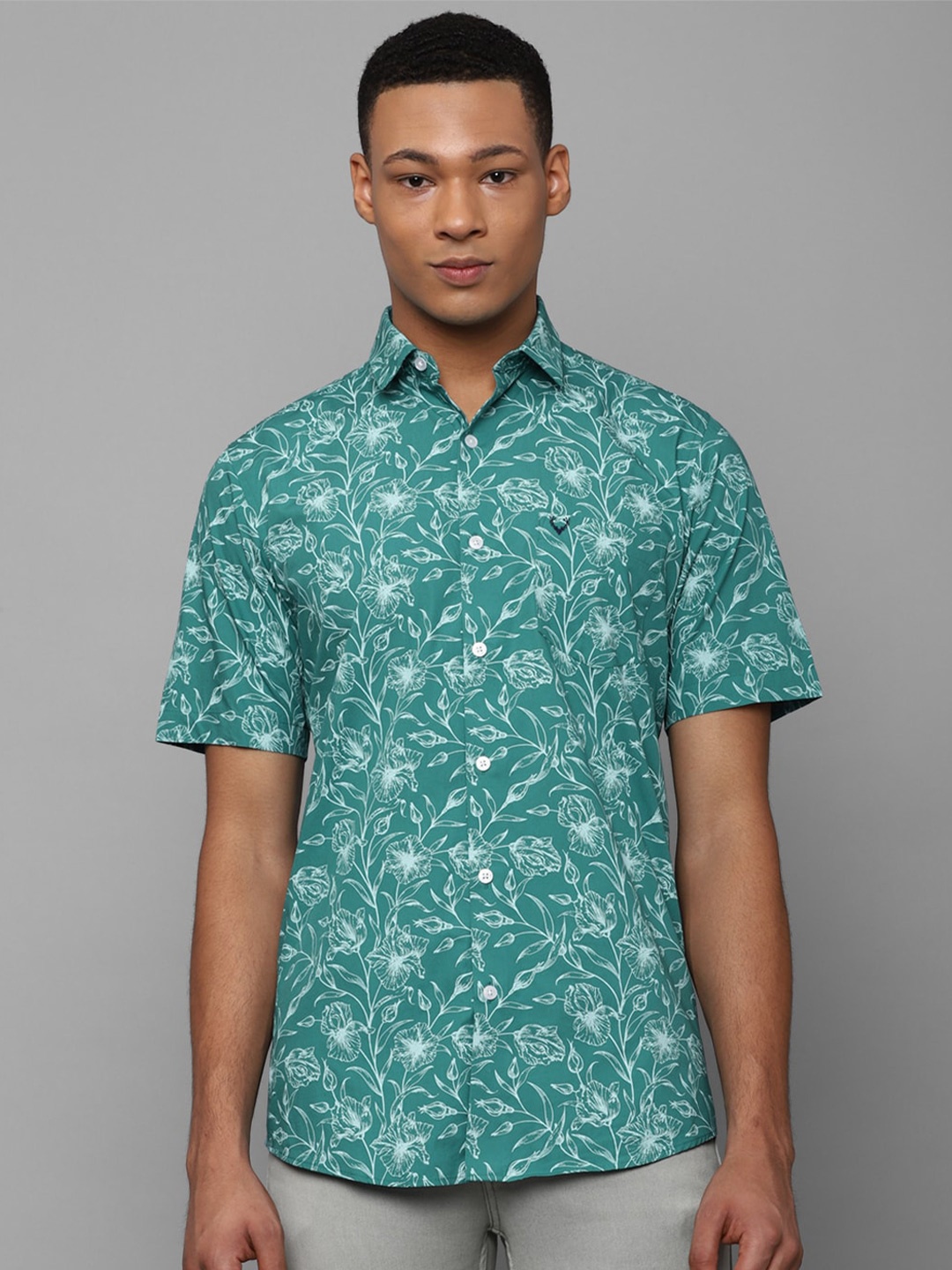 

Allen Solly Slim Fit Floral Printed Pure Cotton Casual Shirt, Blue