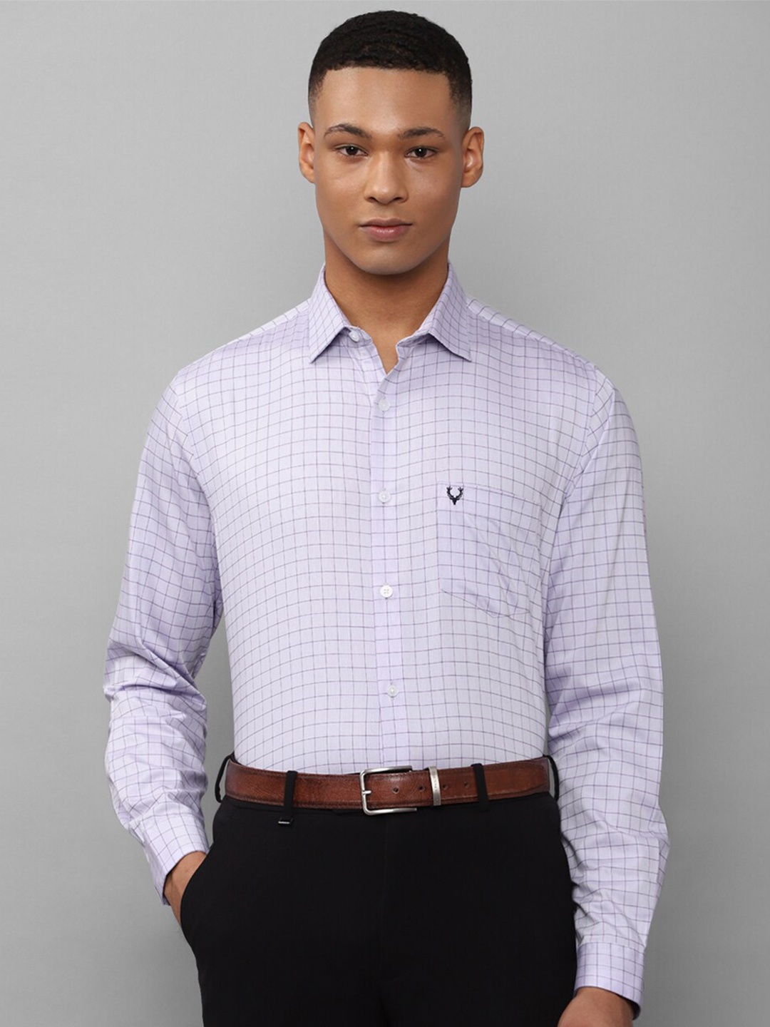 

Allen Solly Slim Fit Checked Pure Cotton Formal Shirt, Purple