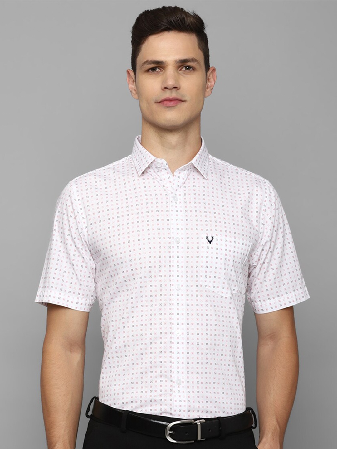 

Allen Solly Slim Fit Grid Tattersall Checked Pure Cotton Formal Shirt, White