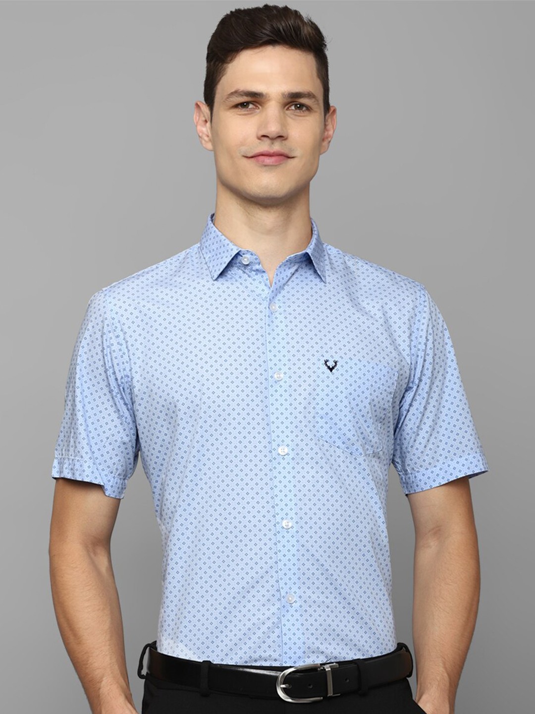 

Allen Solly Slim Fit Micro Ditsy Printed Pure Cotton Formal Shirt, Blue