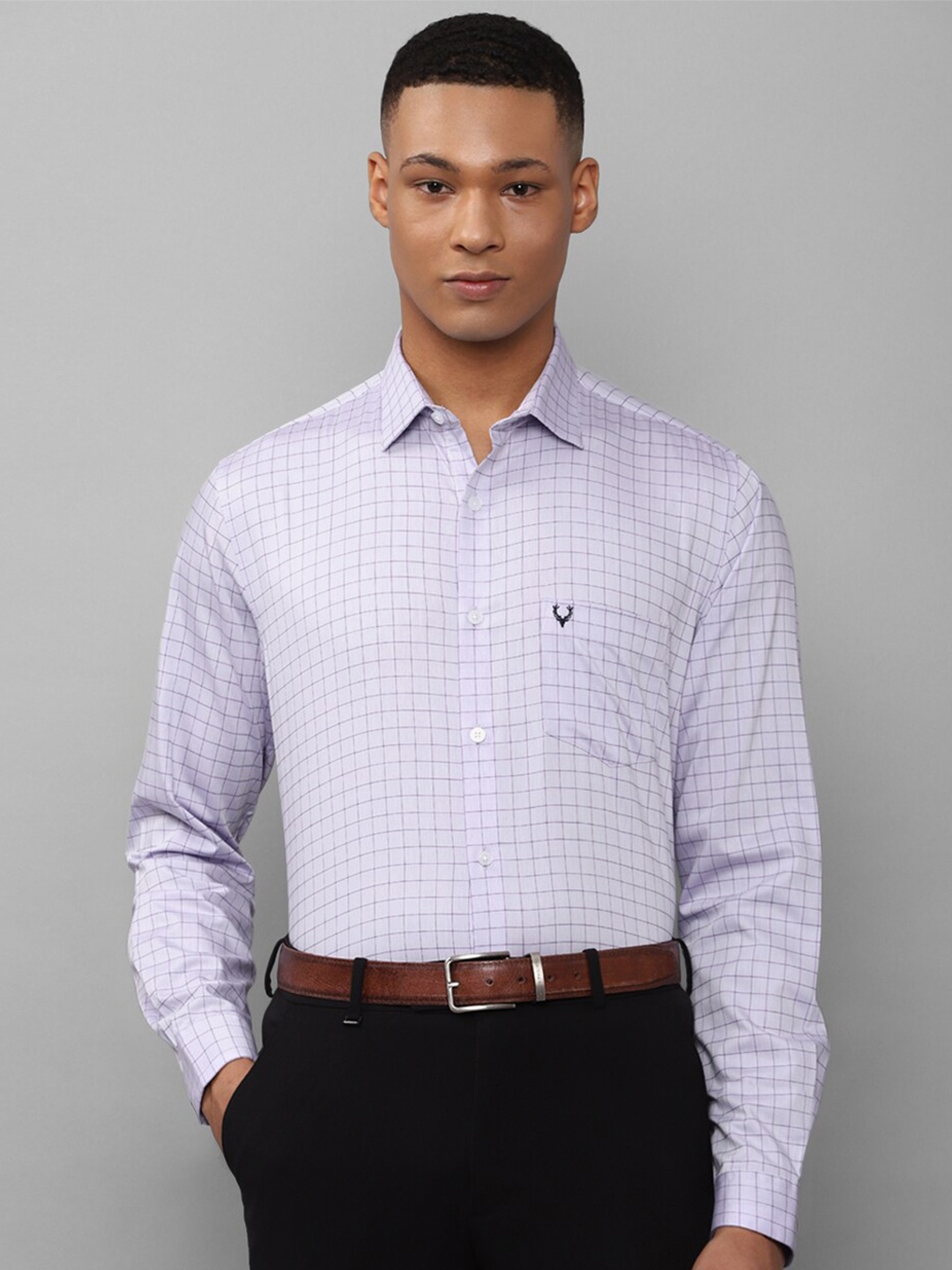 

Allen Solly Slim Fit Checked Pure Cotton Formal Shirt, Purple