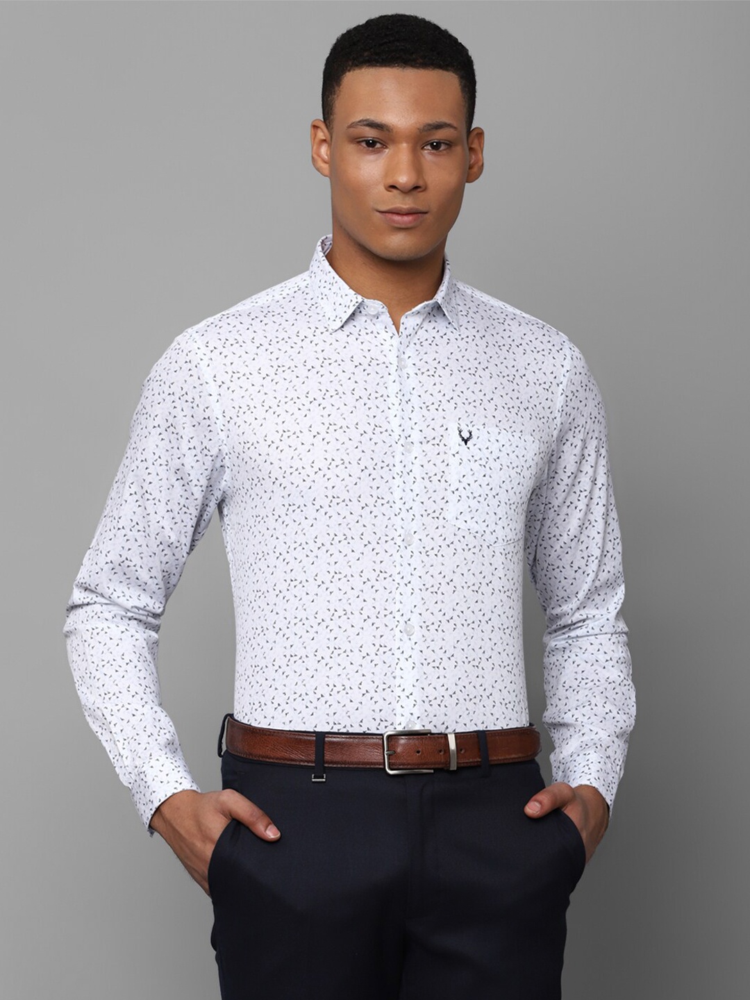 

Allen Solly Slim Fit Floral Printed Pure Cotton Formal Shirt, White