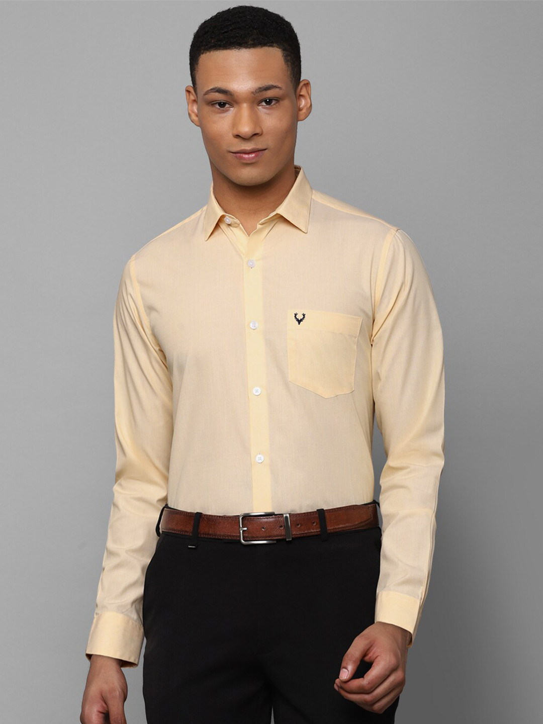 

Allen Solly Slim Fit Spread Collar Pure Cotton Formal Shirt, Beige