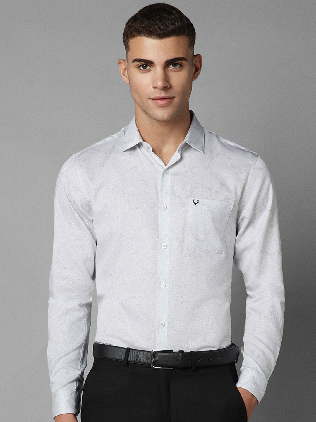 

Allen Solly Slim Fit Abstract Printed Pure Cotton Formal Shirt, White