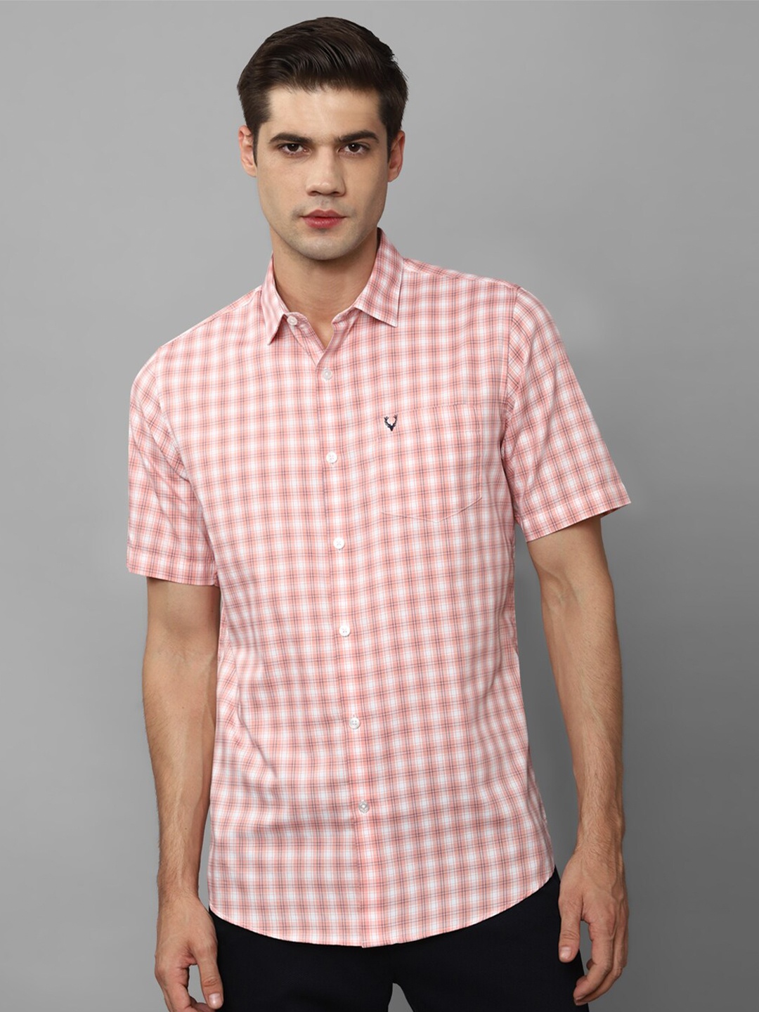 

Allen Solly Slim Fit Gingham Checks Checked Pure Cotton Casual Shirt, Pink