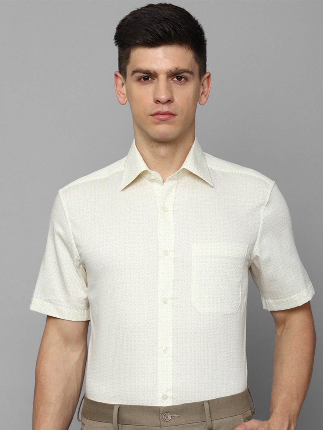 

Louis Philippe Classic Fit Micro Ditsy Printed Pure Cotton Formal Shirt, Cream