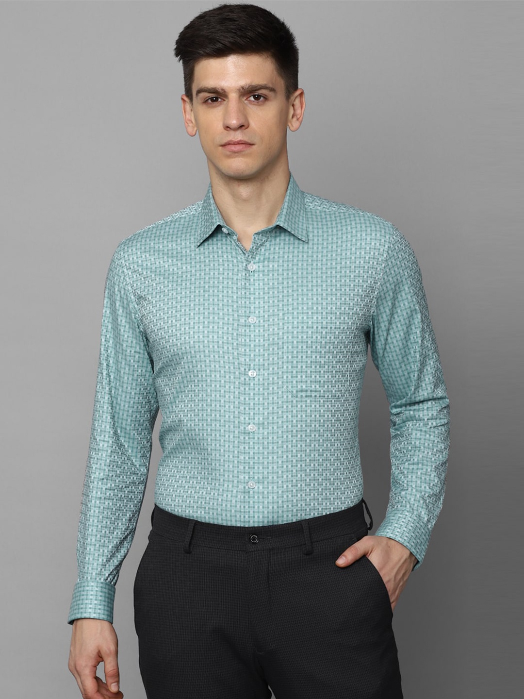

Louis Philippe Slim Fit Geometric Printed Formal Shirt, Green