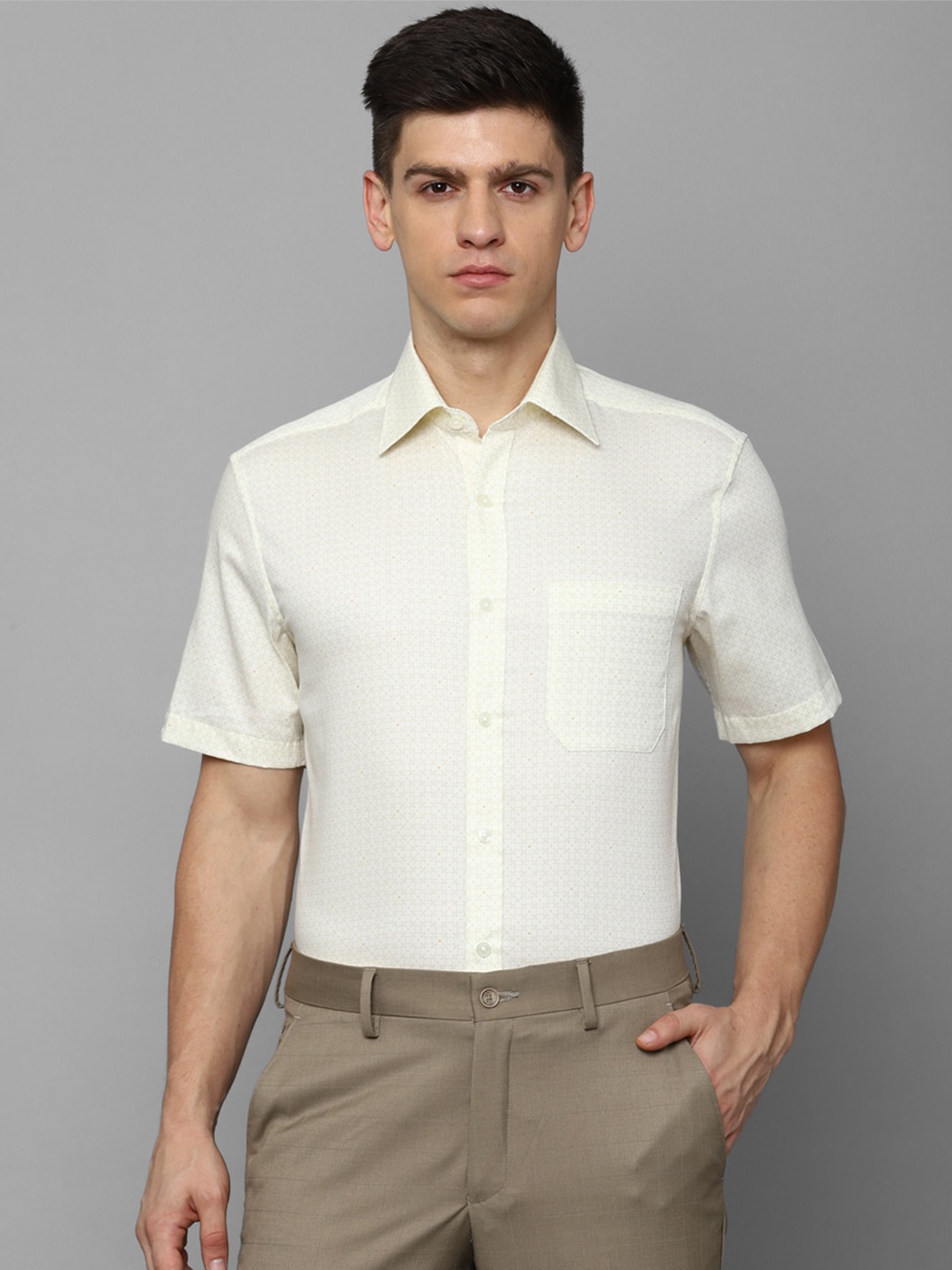 

Louis Philippe Micro Ditsy Pure Cotton Formal Shirt, Cream
