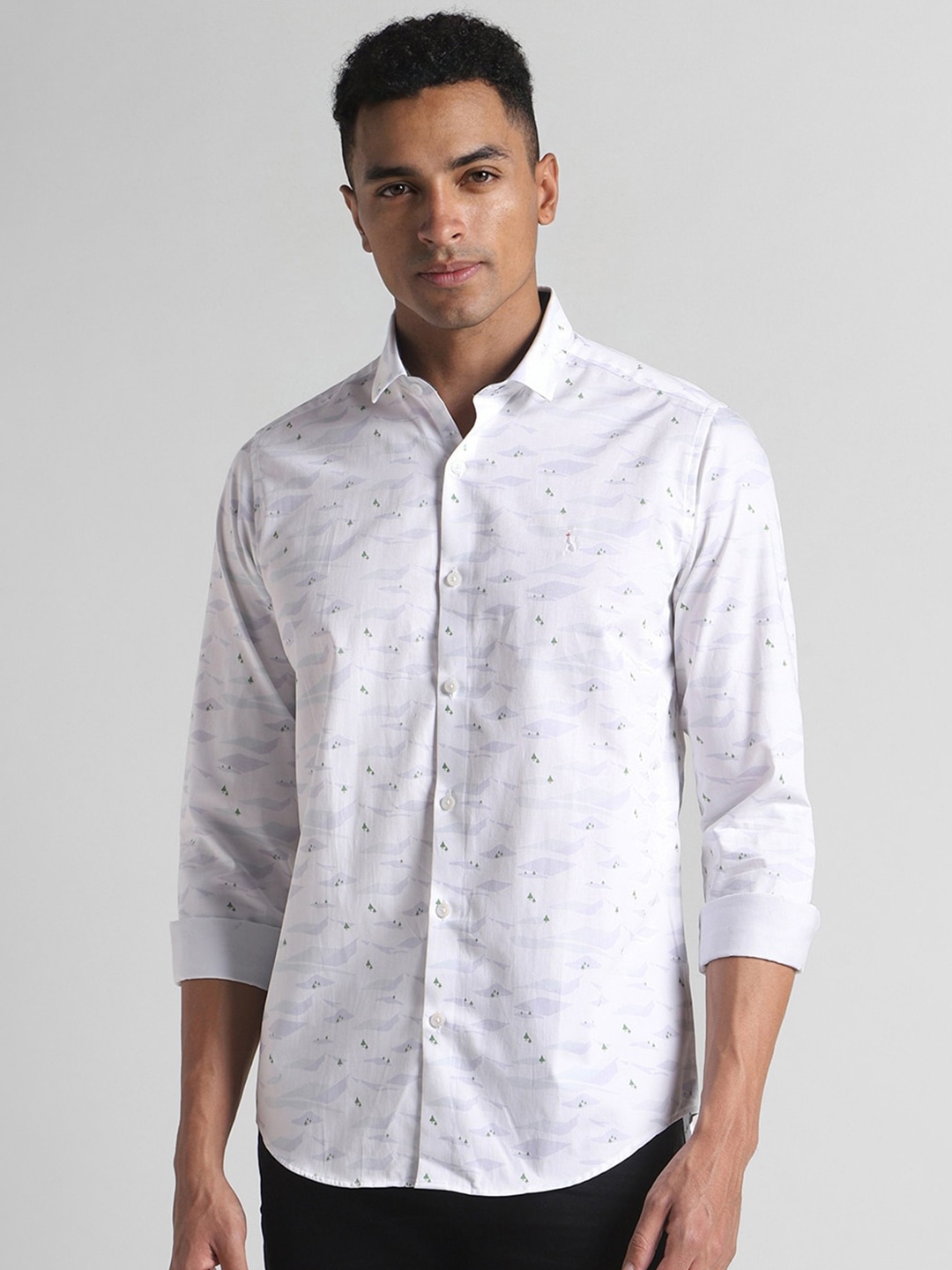 

SIMON CARTER LONDON Slim Fit Opaque Conversational Printed Pure Cotton Casual Shirt, White