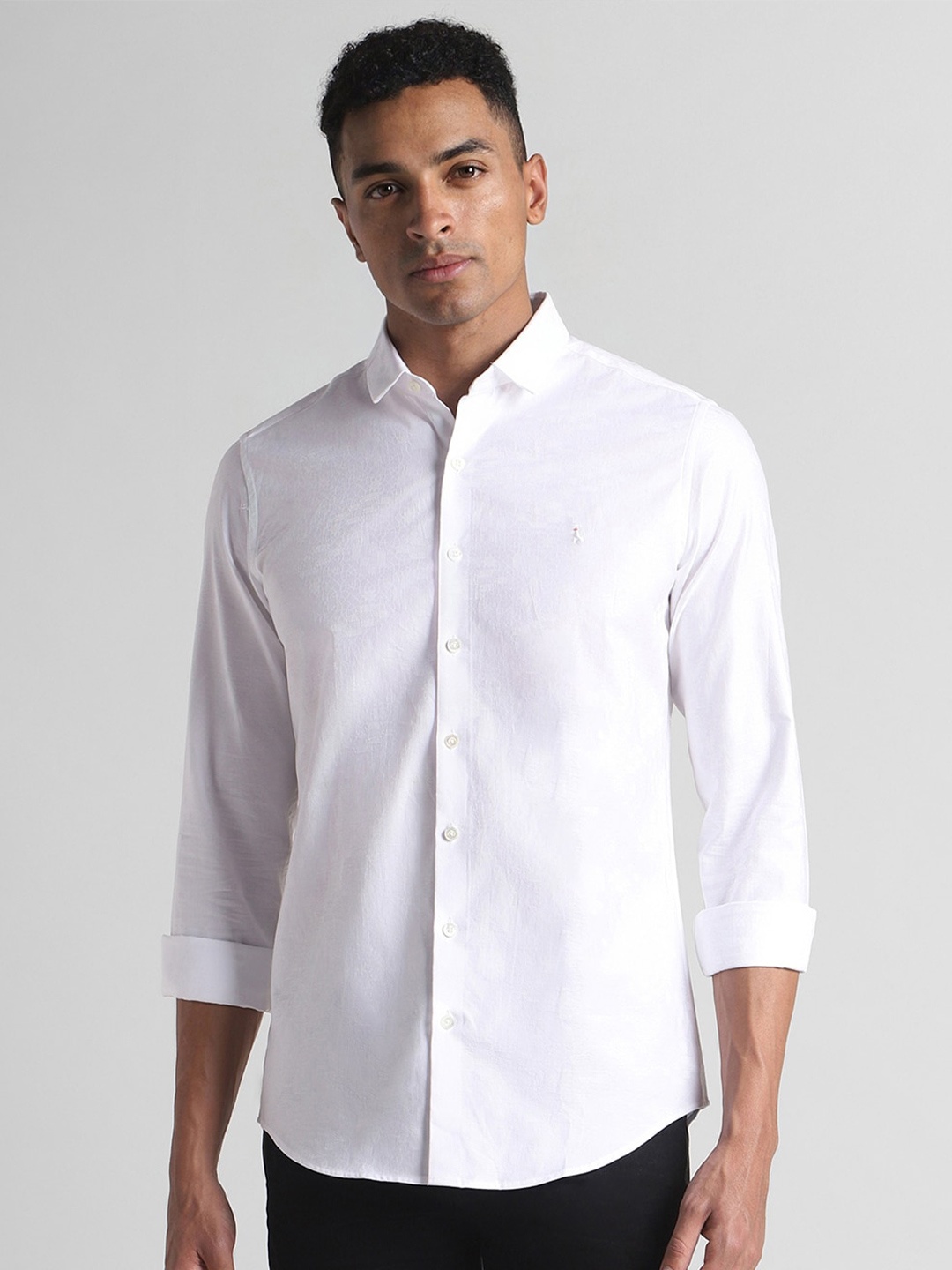 

SIMON CARTER LONDON Slim Fit Self Design Pure Cotton Casual Shirt, White