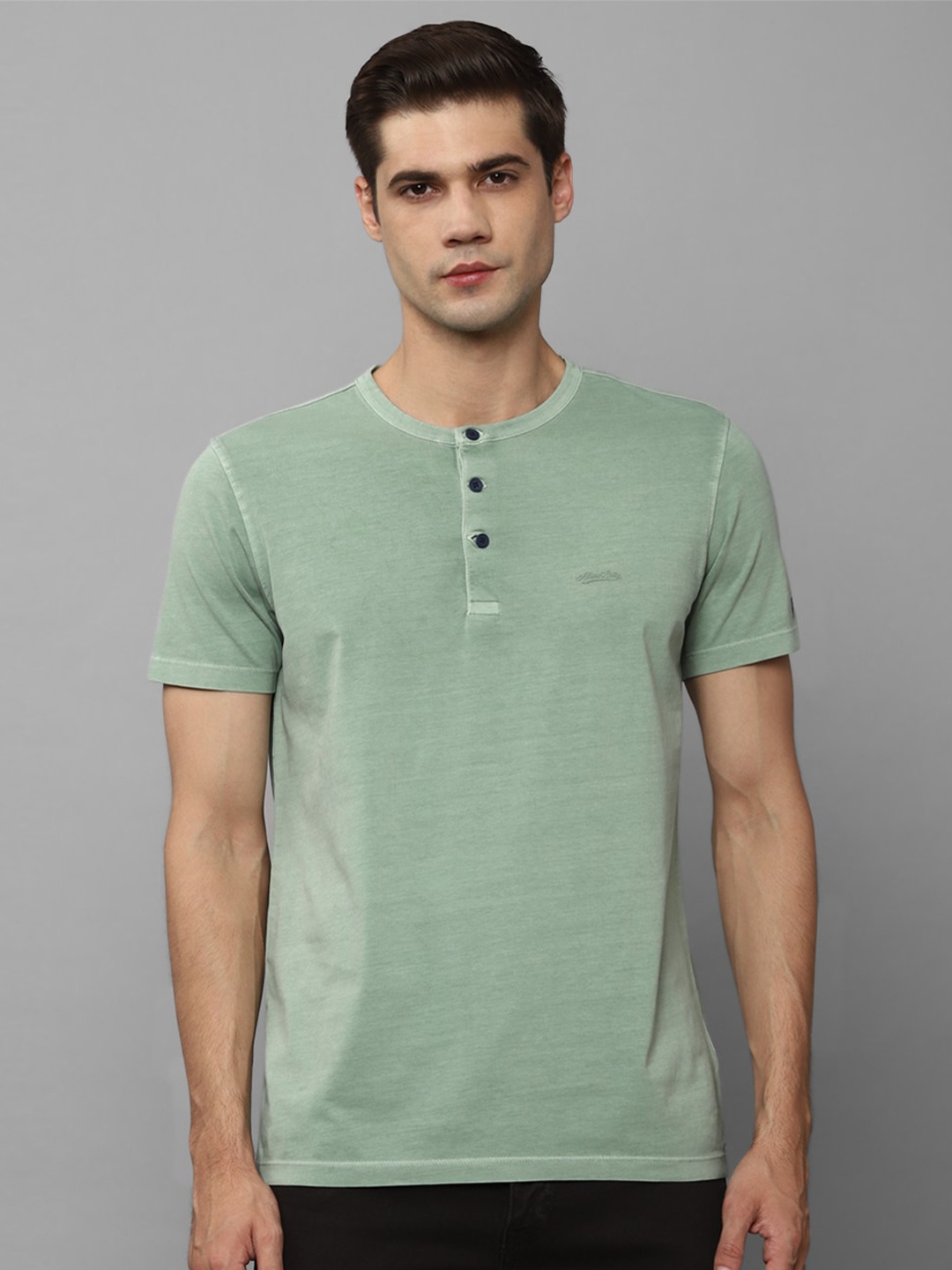 

Allen Solly Henley Neck Short Sleeve Slim Fit T-shirt, Green
