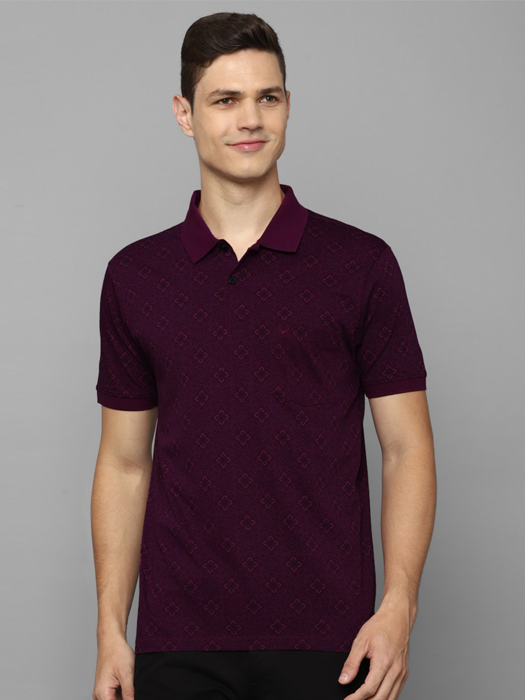 

Allen Solly Printed Polo Collar Pockets T-shirt, Purple