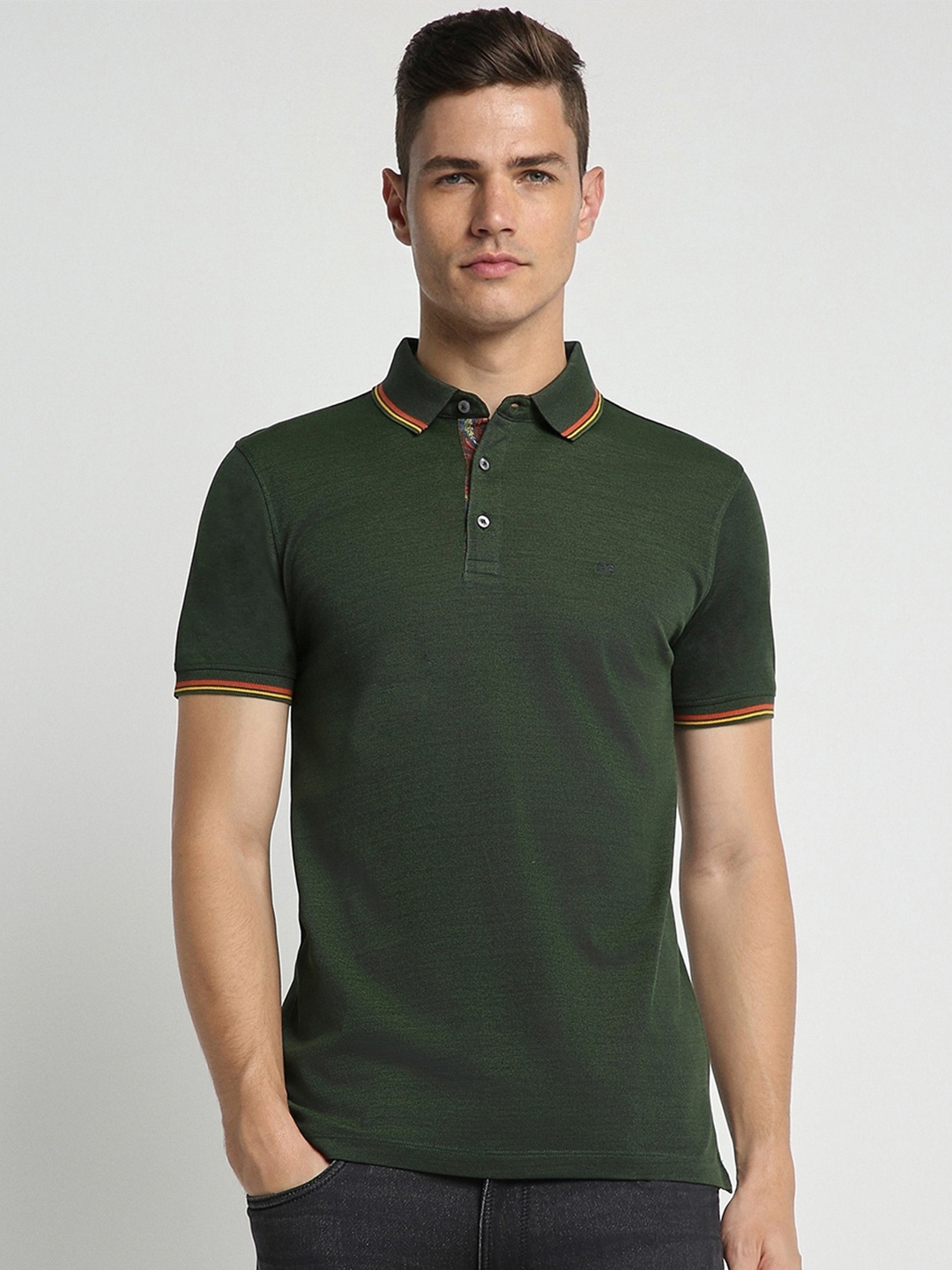 

Peter England Elite Polo Collar Cotton Slim Fit T-shirt, Green