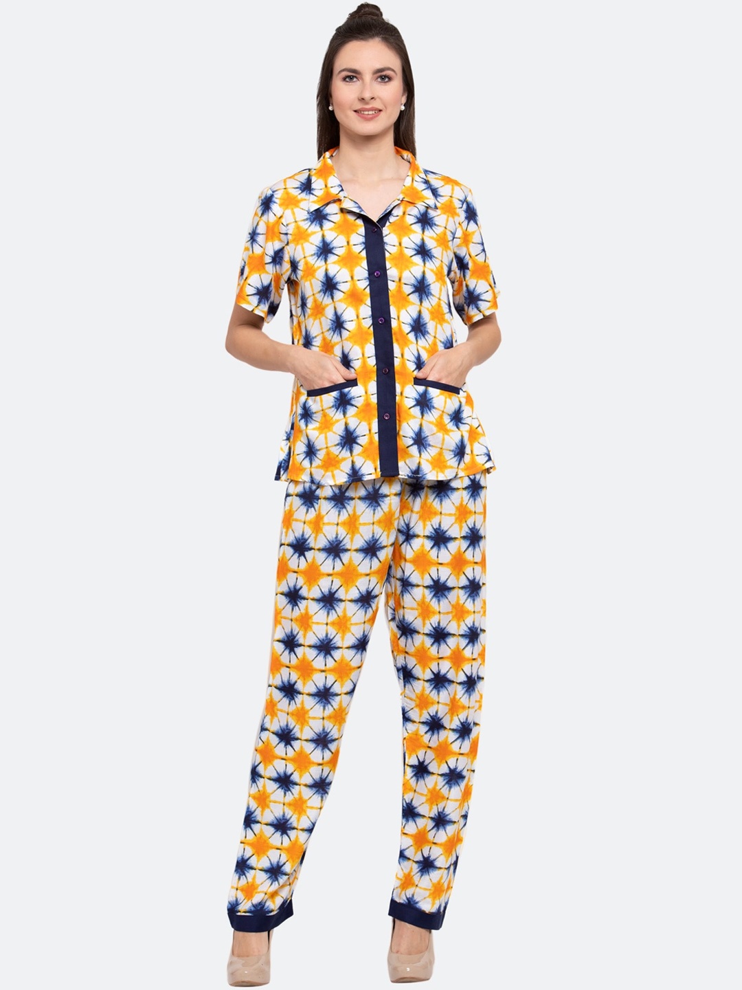 

PATRORNA Tie & Dye Dyed Shirt & Trousers, White