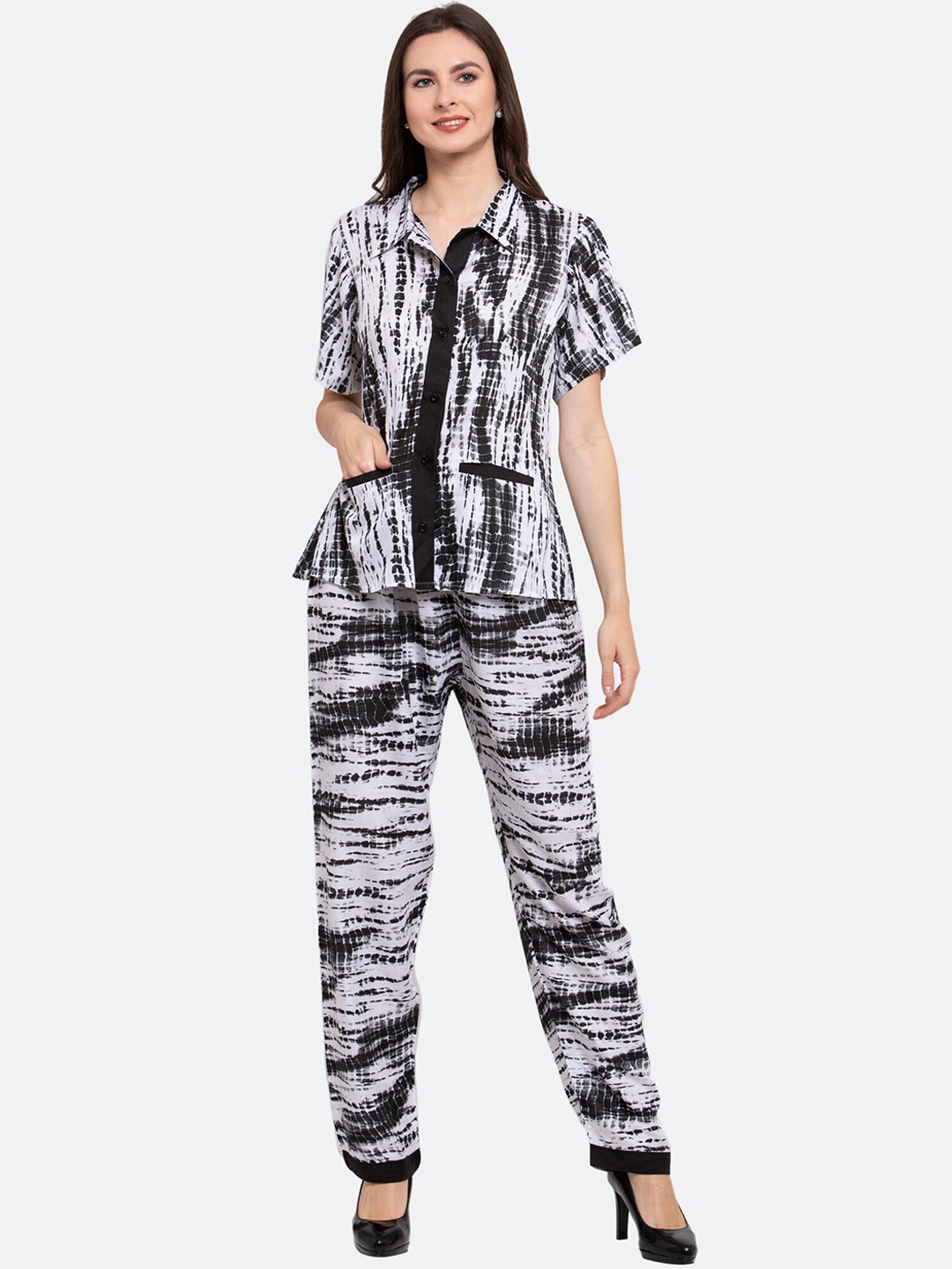 

PATRORNA Abstract Printed Top & Trousers Co-Ord, White