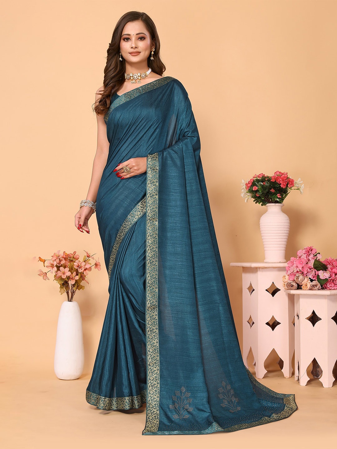 

TEREZA Zari Banarasi Saree, Teal