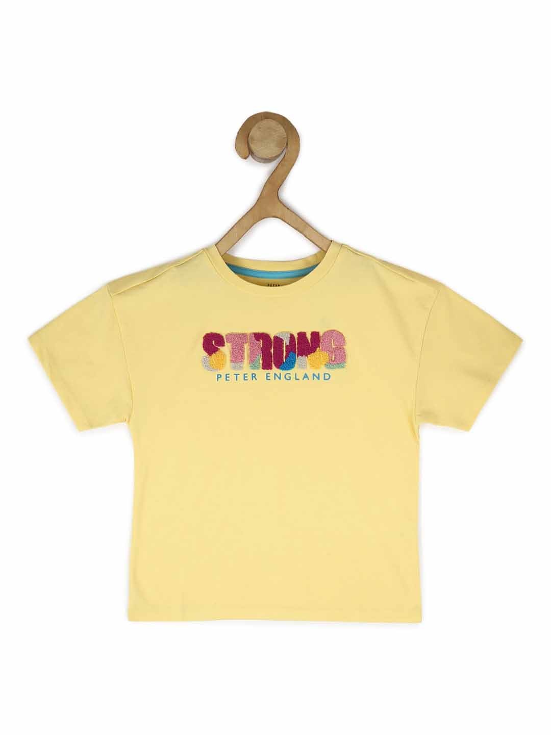 

Peter England Girls Typography Printed T-shirt, Yellow