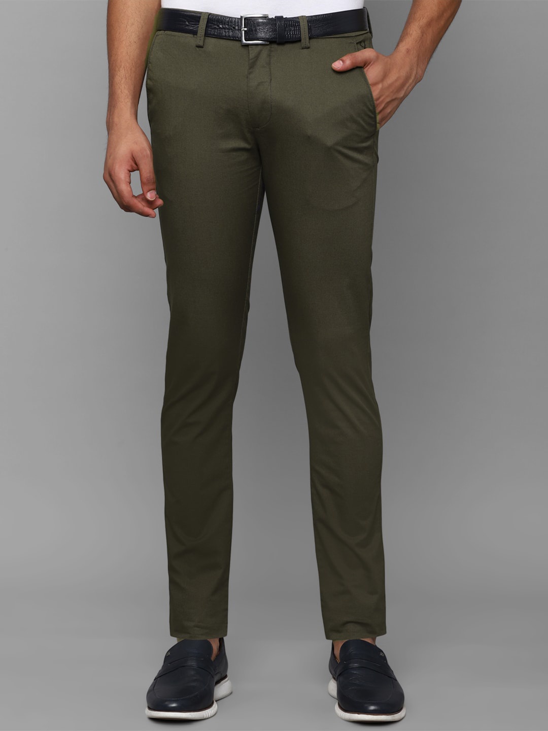 

Allen Solly Men Slim Fit Mid-Rise Trousers, Olive