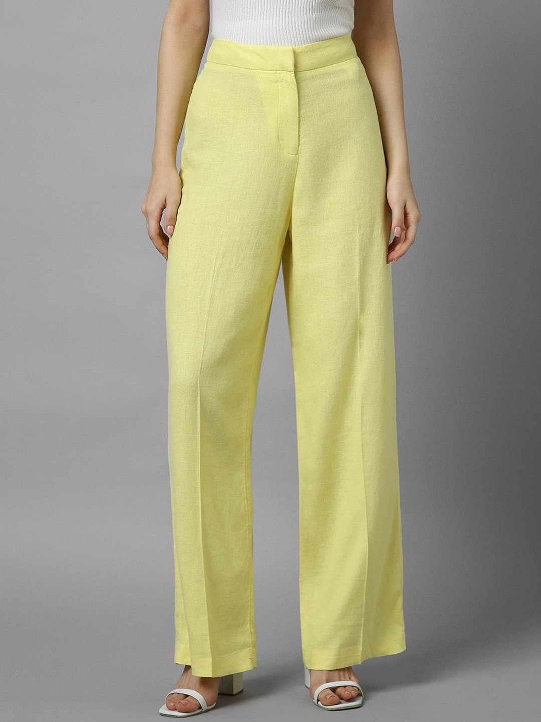 

Allen Solly Woman Parallel Trousers, Yellow