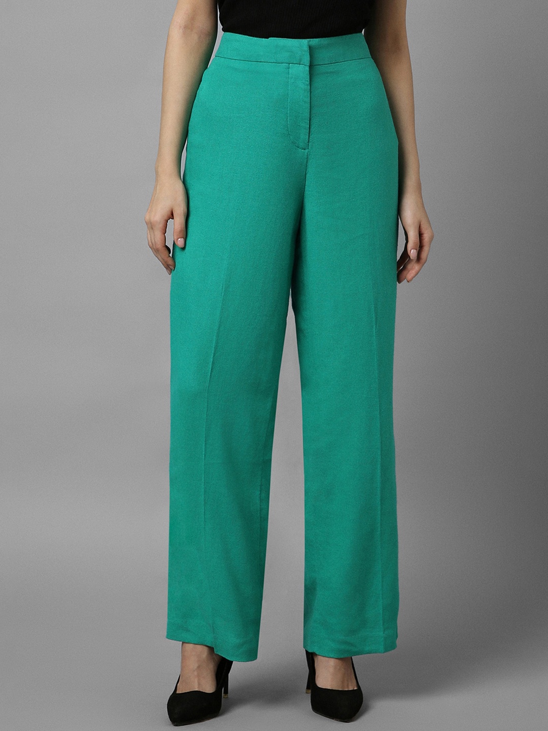 

Allen Solly Woman Women Parallel Trousers, Green