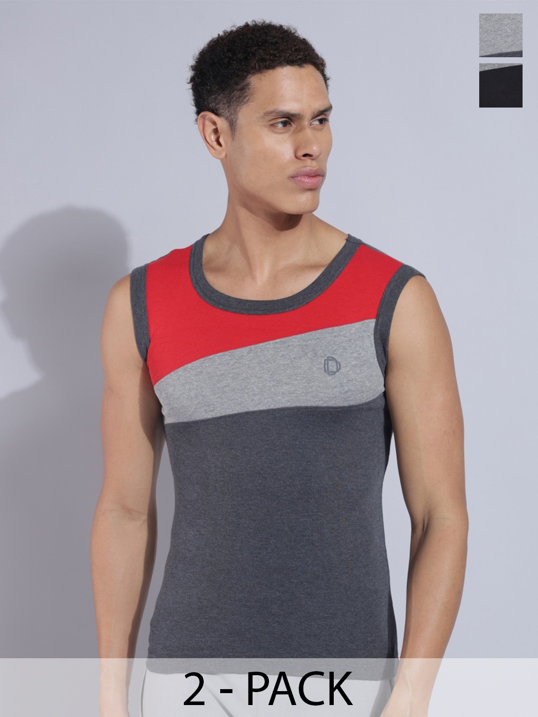 

Dollar Bigboss Men Pack 2 Racerback Styled Gym Vests, Black