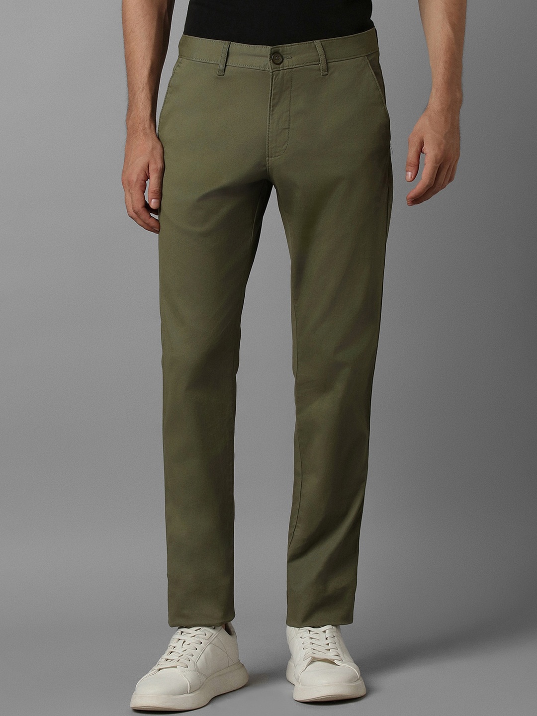 

Louis Philippe Sport Men Mid-Rise Slim Fit Flat-Front Trousers, Olive