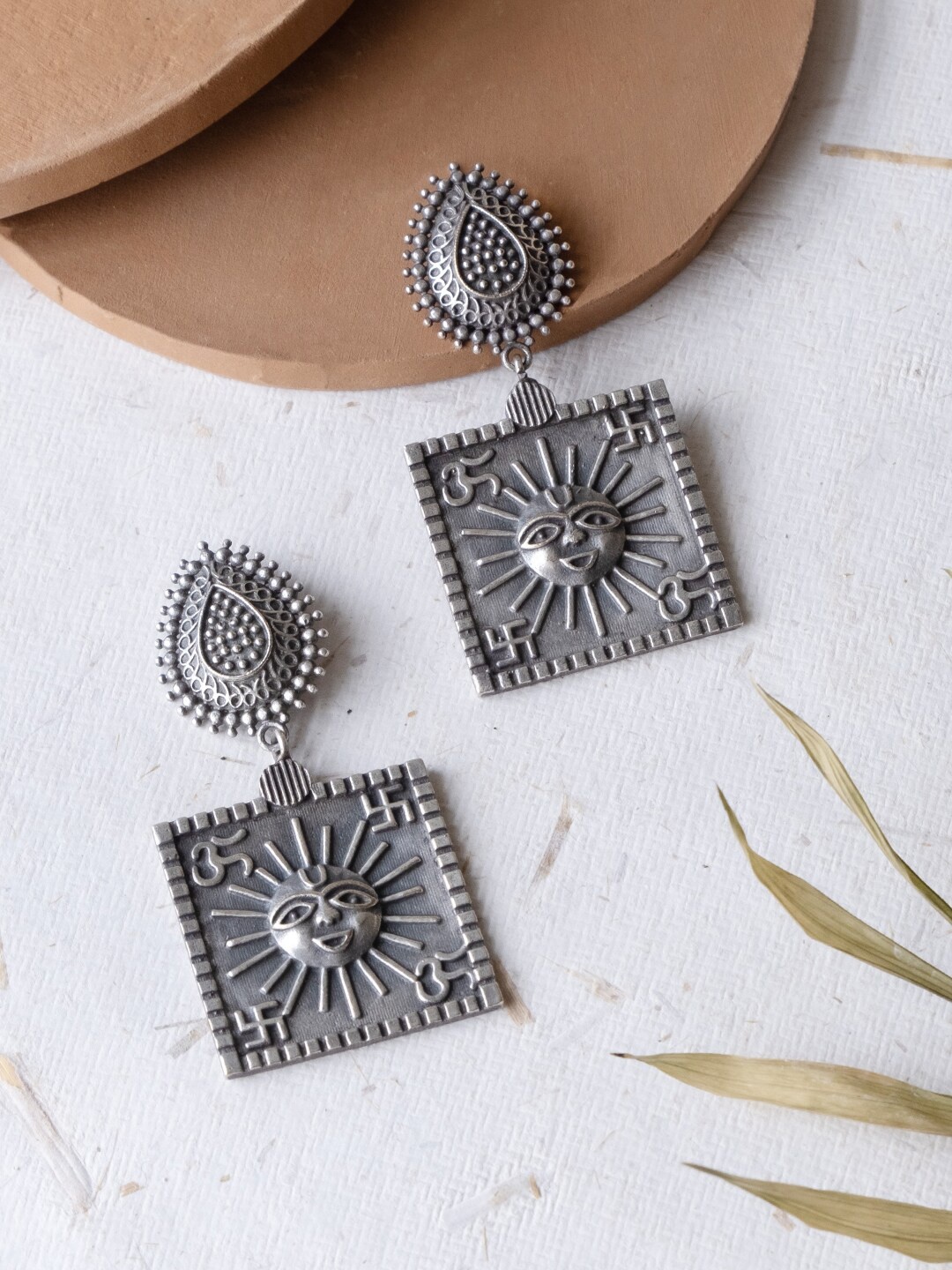 

Infuzze Silver-Plated Square Drop Earrings