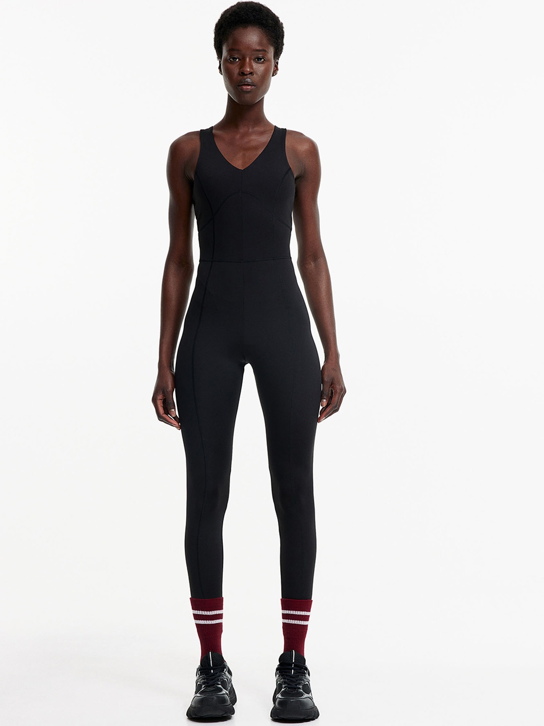 

H&M DryMove Open-back Sports Unitard, Black