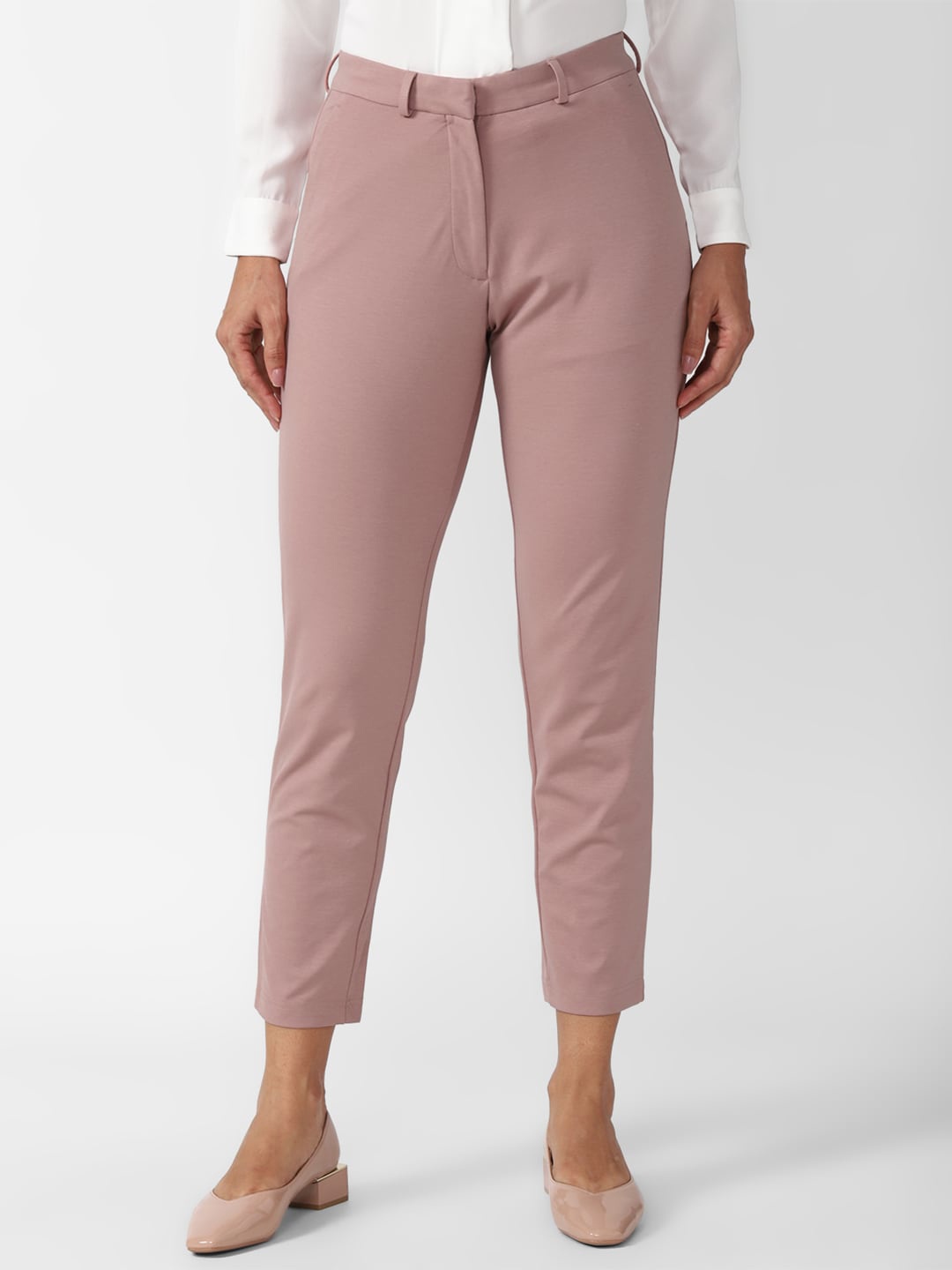 

Van Heusen Woman Plain Flat-Front Cropped Formal Trousers, Pink