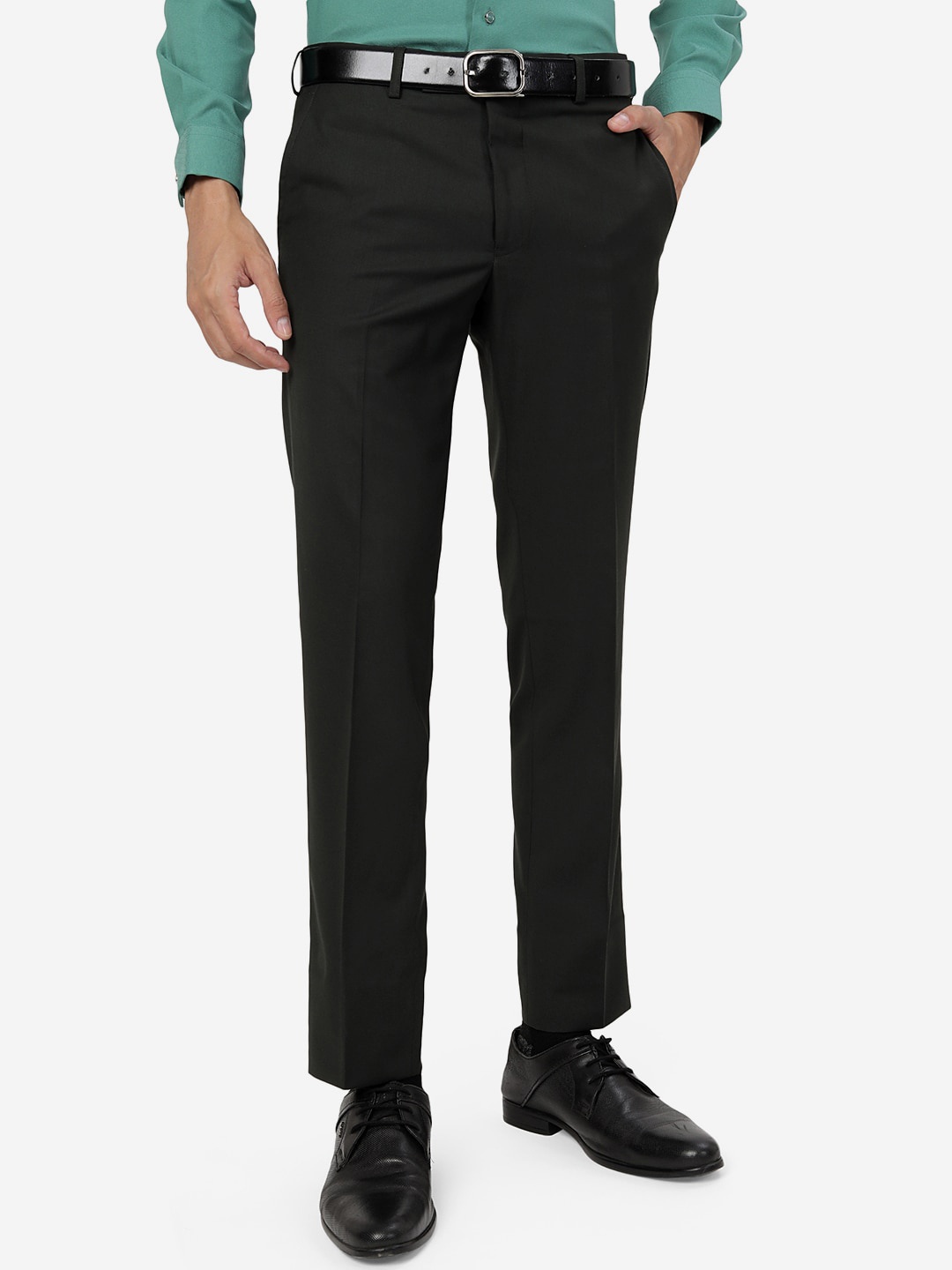 

Greenfibre Men Slim Fit Formal Trousers, Black