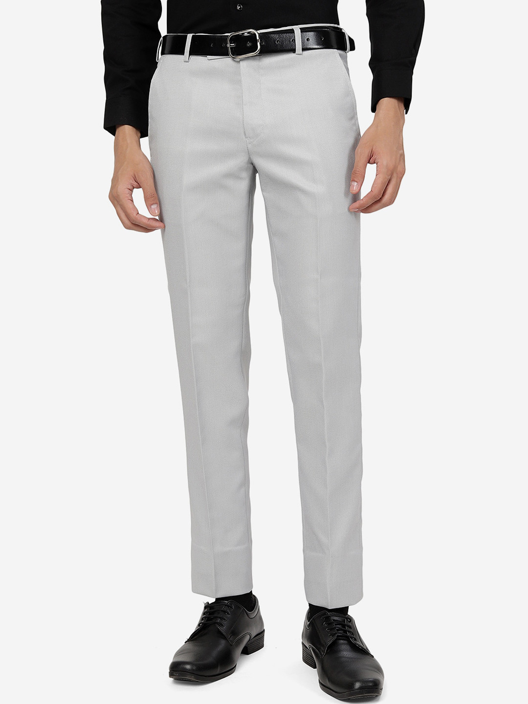 

Greenfibre Men Slim Fit Formal Trousers, Grey