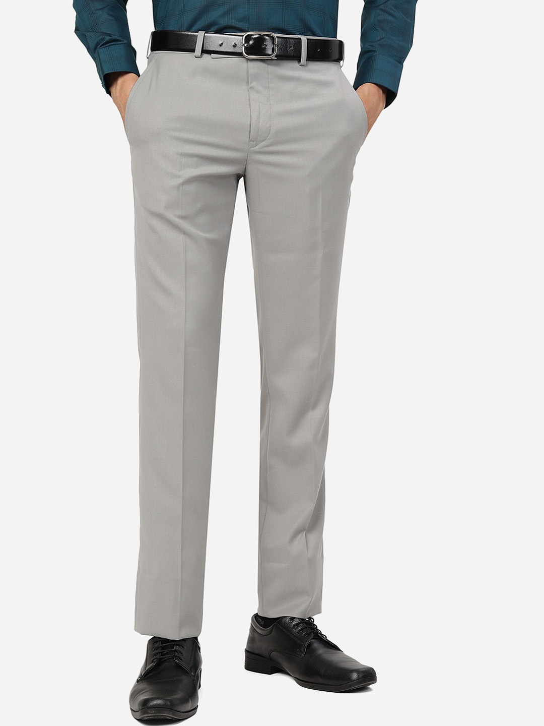 

Greenfibre Men Slim Fit Formal Trousers, Grey