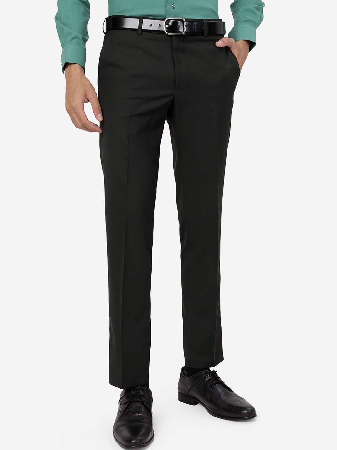 

Greenfibre Men Slim Fit Formal Trousers, Black