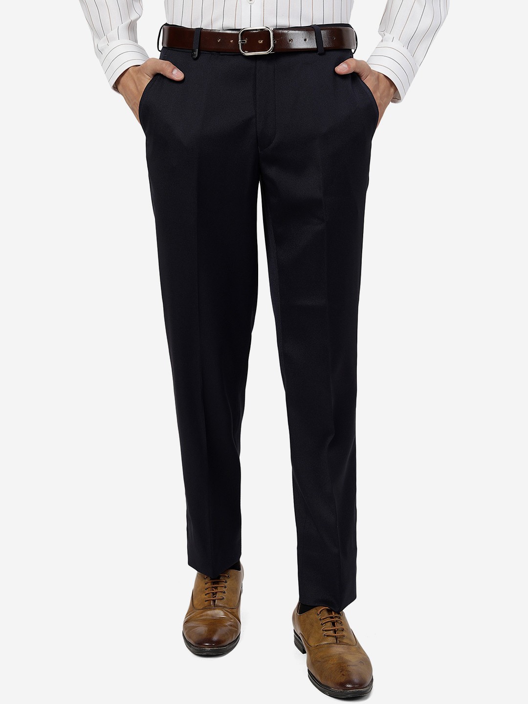 

JB STUDIO Men Slim Fit Formal Trousers, Blue