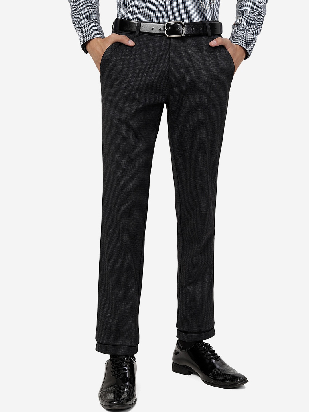 

JB STUDIO Men Slim Fit Formal Trousers, Black