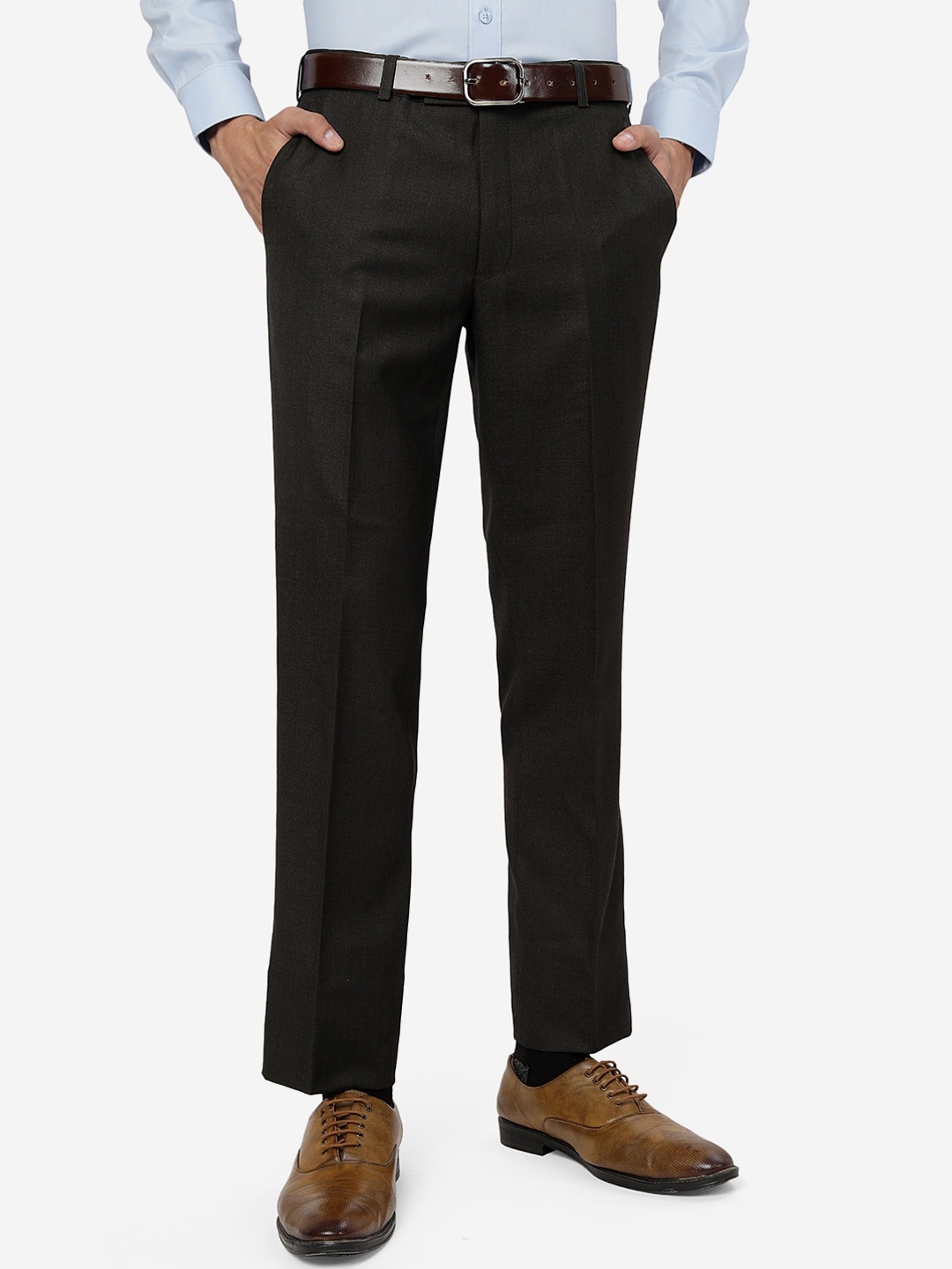 

METAL Men Mid Rise Formal Trousers, Black