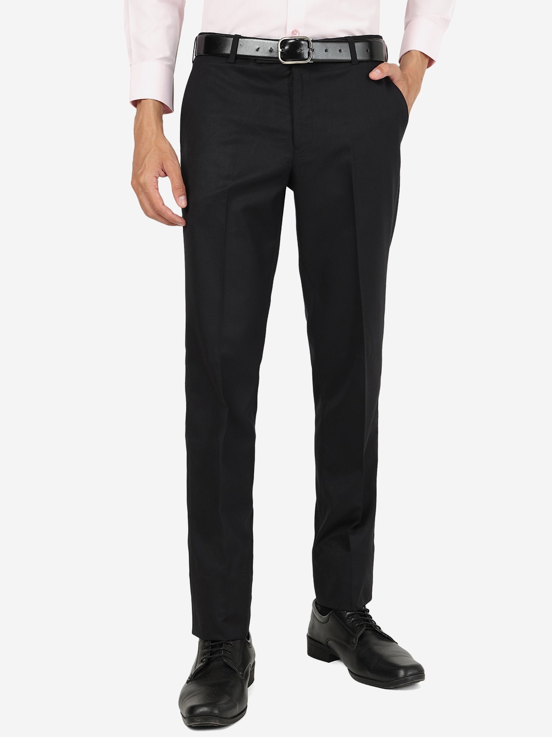 

METAL Men Mid Rise Formal Trousers, Black
