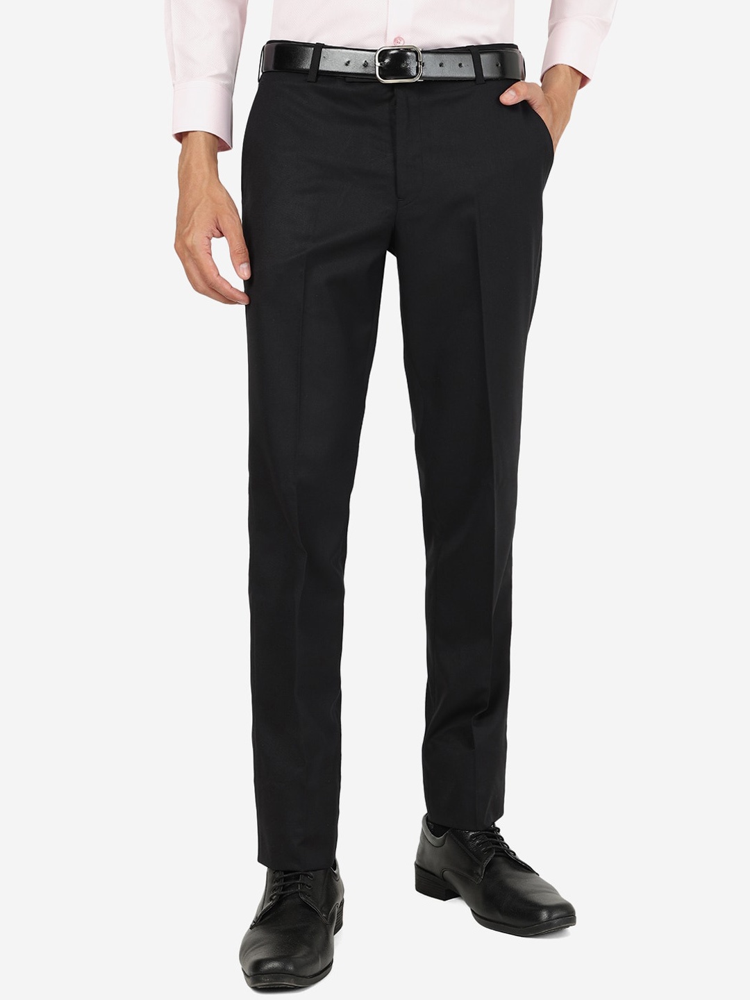 

METAL Men Mid Rise Formal Trousers, Black