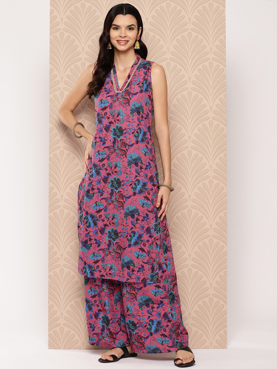 

Ahalyaa Women Floral Printed Regular Kurta with Palazzos, Multi