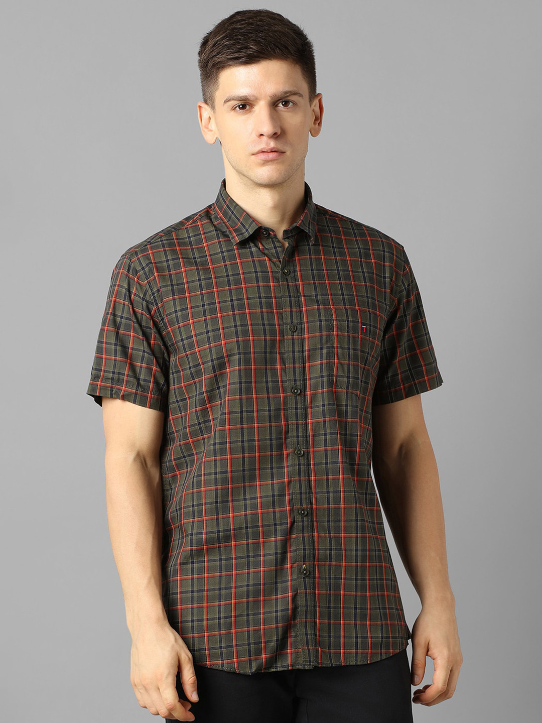 

Louis Philippe Sport Slim Fit Tartan Checked Pure Cotton Casual Shirt, Green