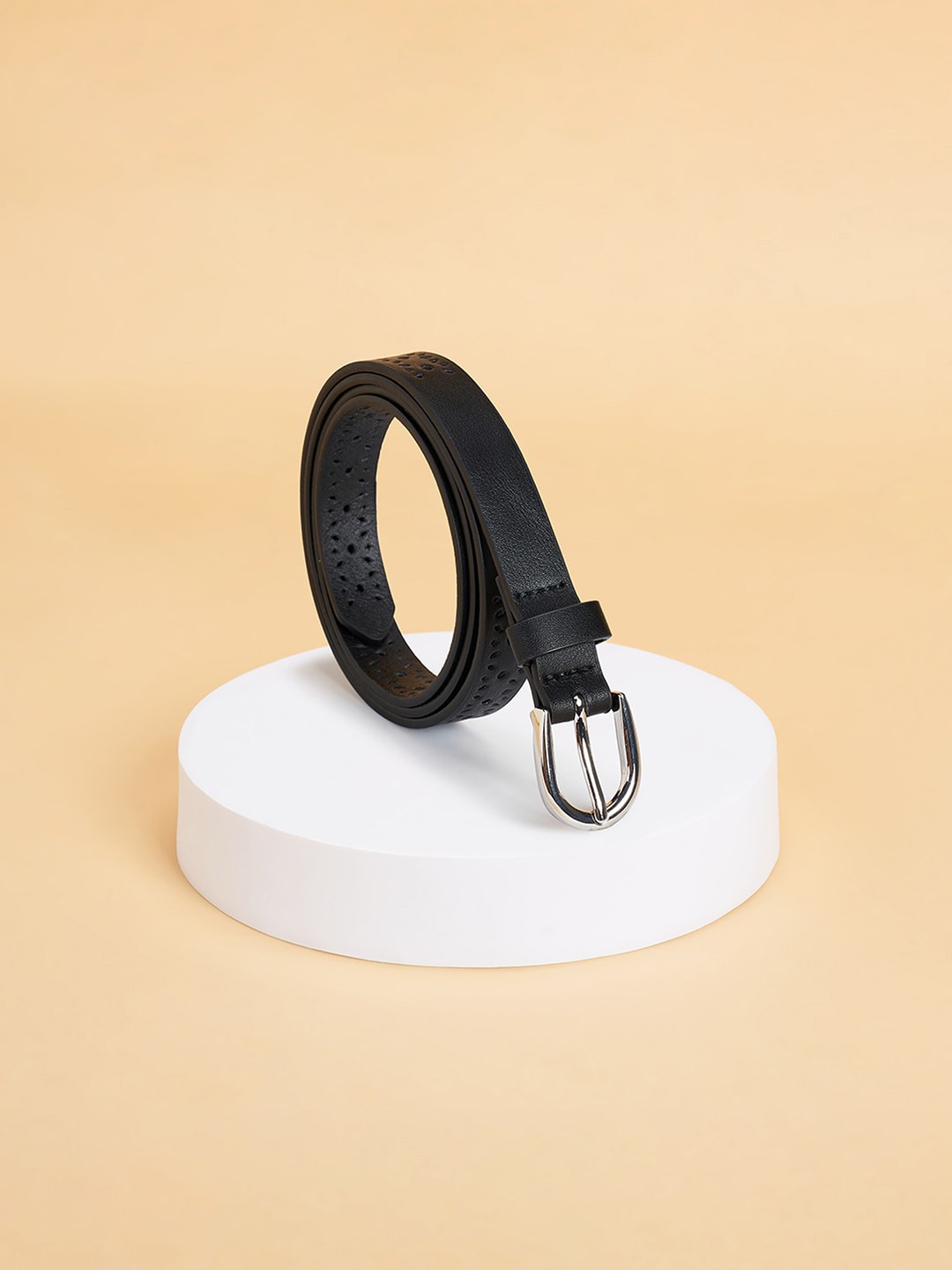 

Forever Glam by Pantaloons Women Textured PU Belt, Black