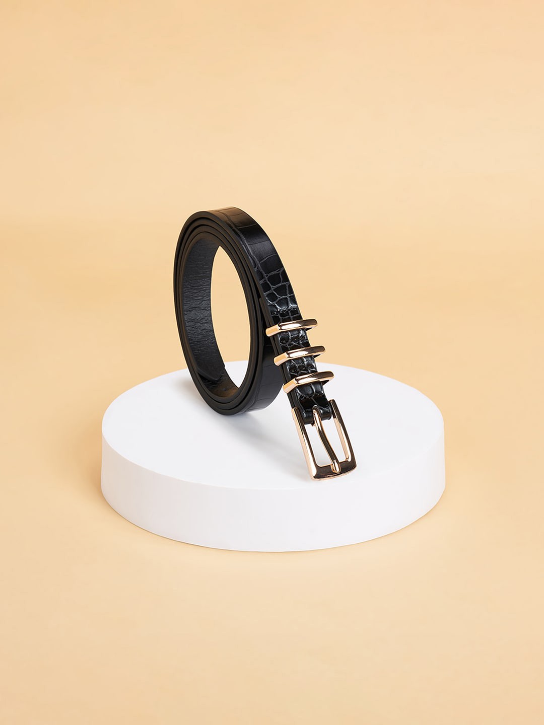 

Forever Glam by Pantaloons Women Textured Formal Belt, Black