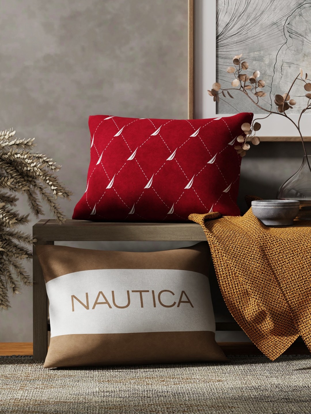 

Nautica Red & Brown 2 Pieces Striped Rectangle Cushion Covers