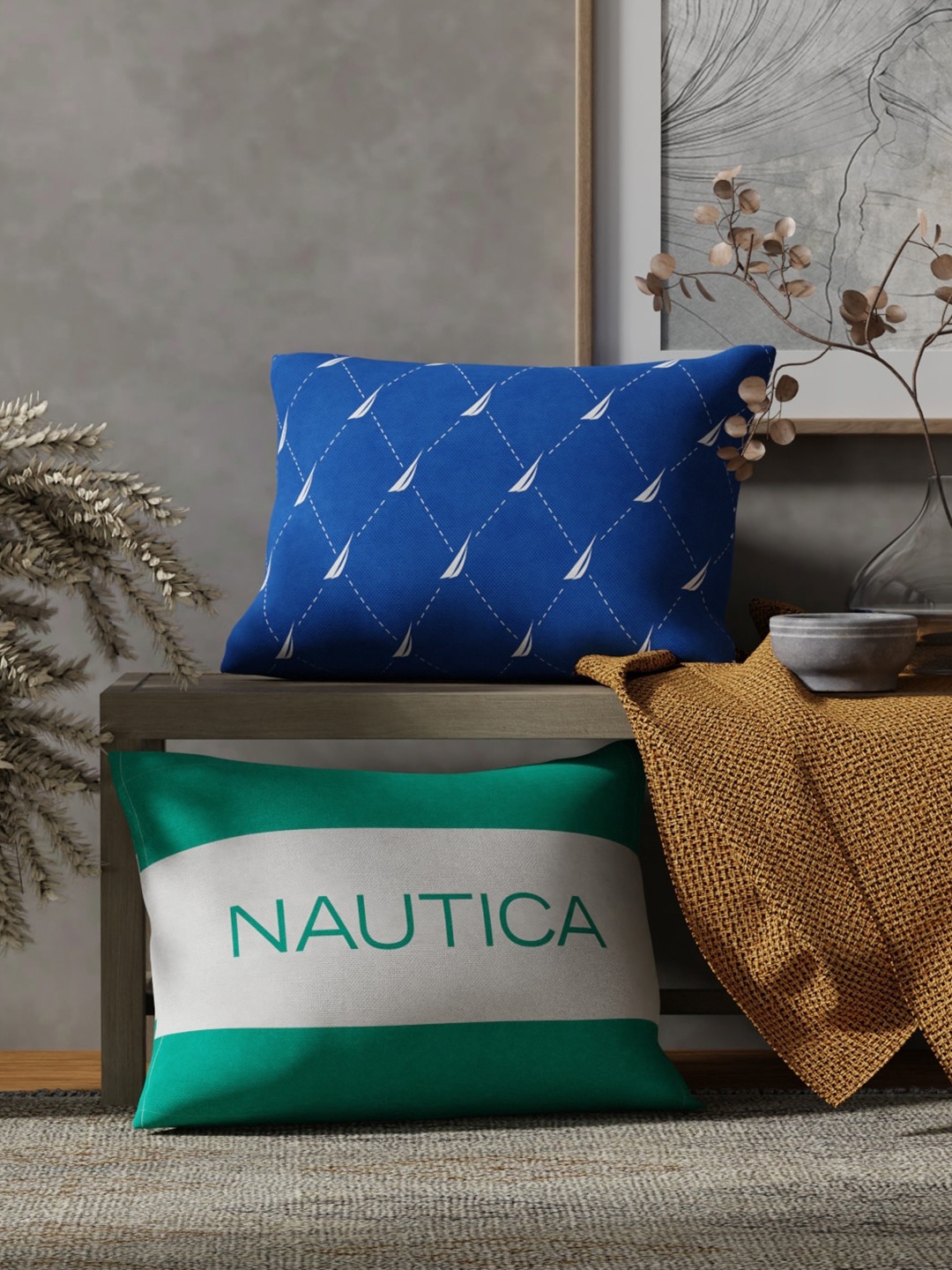 

Nautica Blue & White 2 Pieces Striped Rectangle Cushion Covers