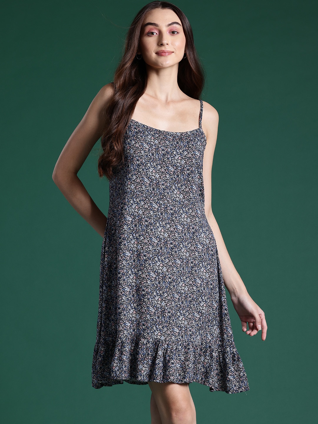 

DressBerry Floral Print A-Line Dress, Navy blue