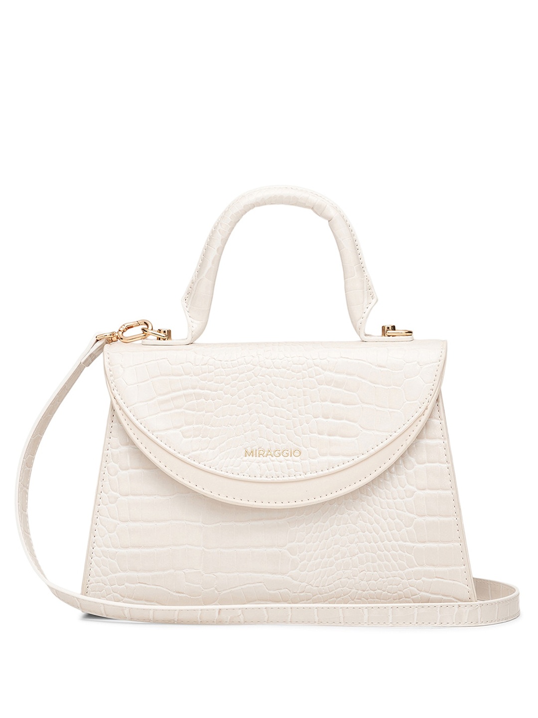 

MIRAGGIO Structured Satchel Handbag with Detachable Sling Strap, White