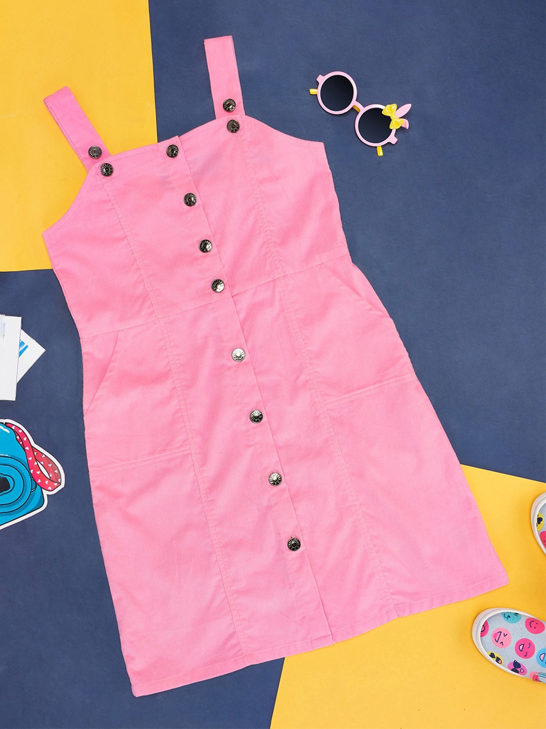 

Pantaloons Junior Shoulder Straps Sleeveless Pinafore Dress, Pink