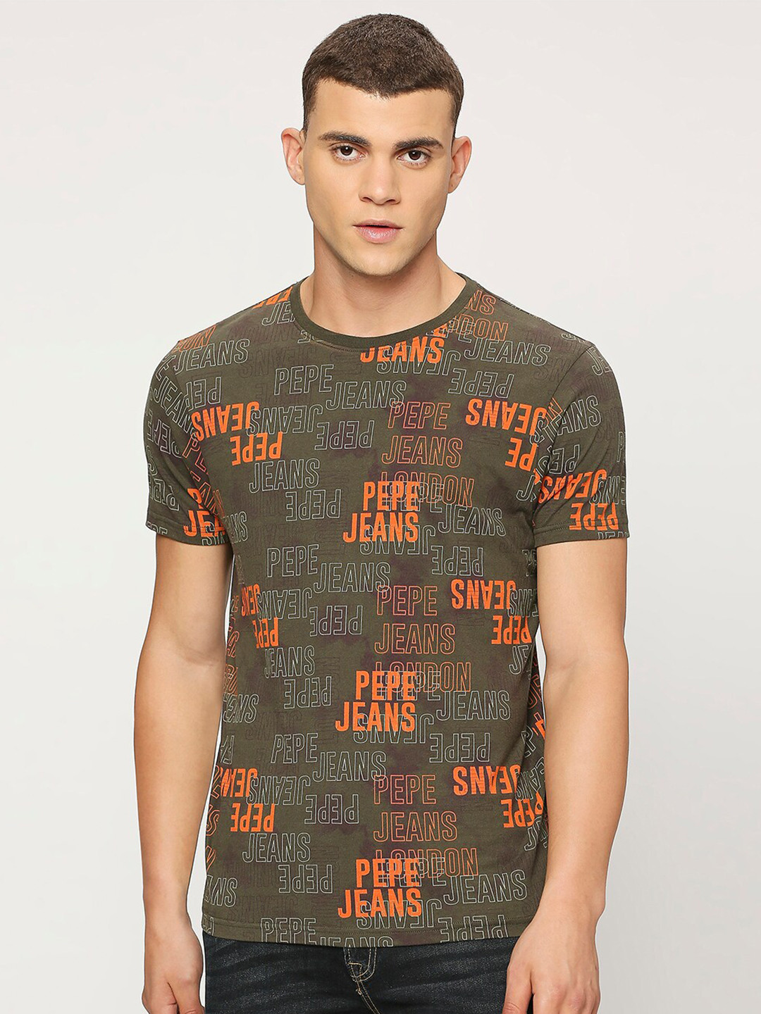 

Pepe Jeans Typography Printed Pure Cotton Slim Fit T-shirt, Green